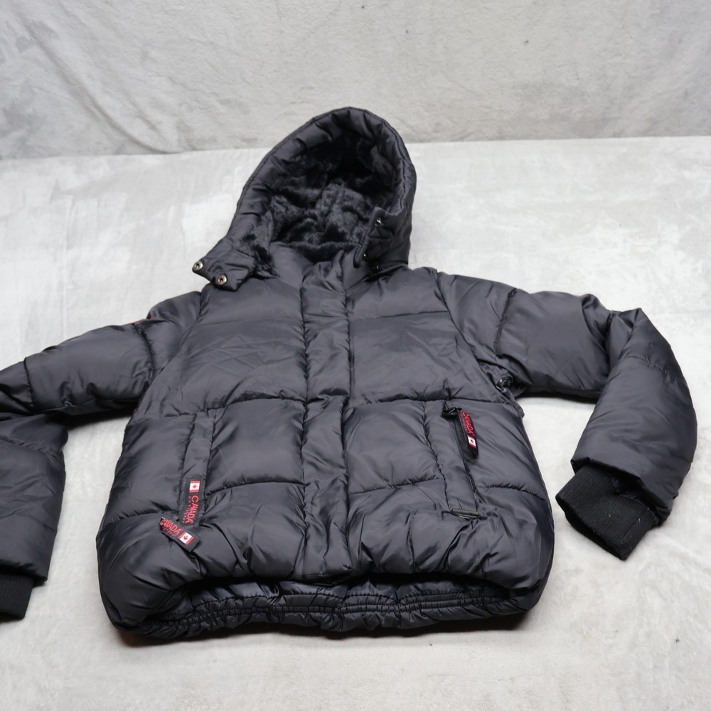 Canada Weathergear Jacket Boys Medium 10/12 Black Quilted Insulated Puffer READ